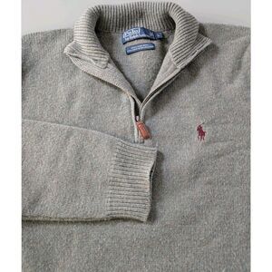 Flawed Polo Ralph Lauren Sweater Men’s L Green Lambswool 1/4 Zip Italy